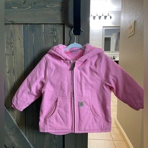 New w/o Tags Carhartt Girls' Redwood Jacket Sherpa Lined Pink 18m